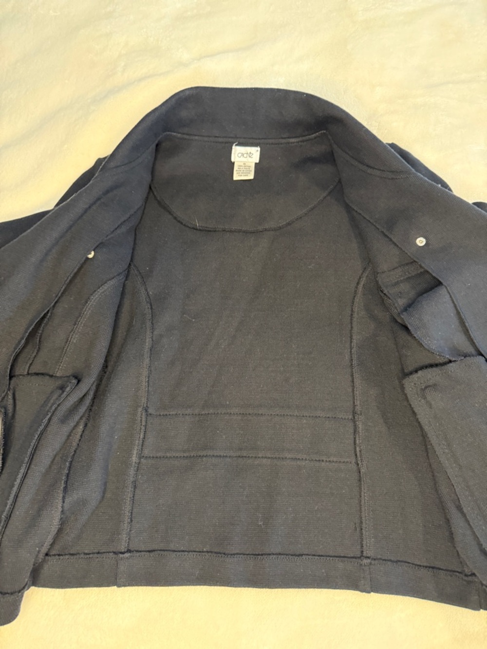 Caché Black Cotton Knit Studded Moto Jacket Women's XS Asymmetric Zip Y2K⁠ - Picture 6 of 9